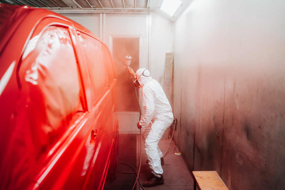 painting mini van in paint booth santa rosa