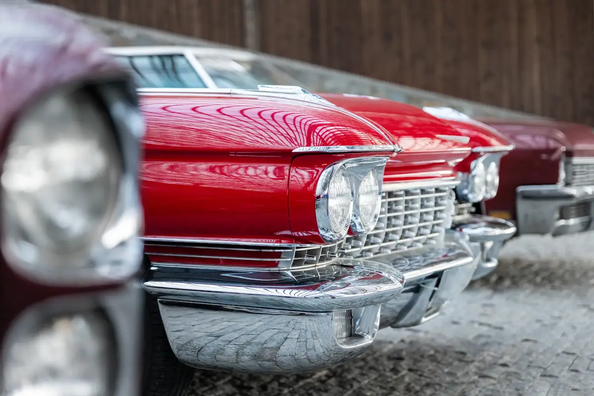 red classic car parked